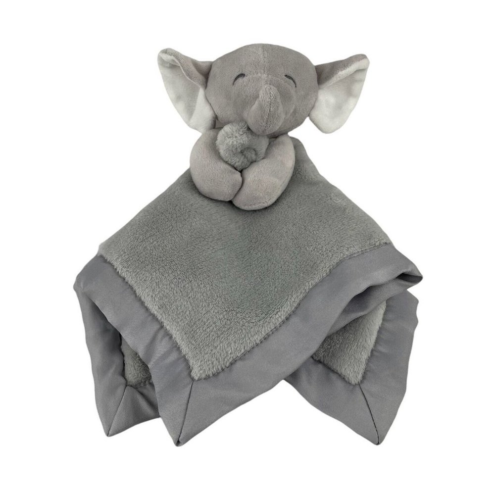 Carters Grey Elephant Baby‎ Security Blanket Soft Satin Lovey Toy
